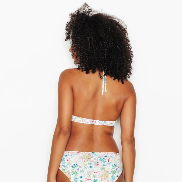 MAILLOT DE BAIN PLUNGE FOULARD MULTICO BLANC