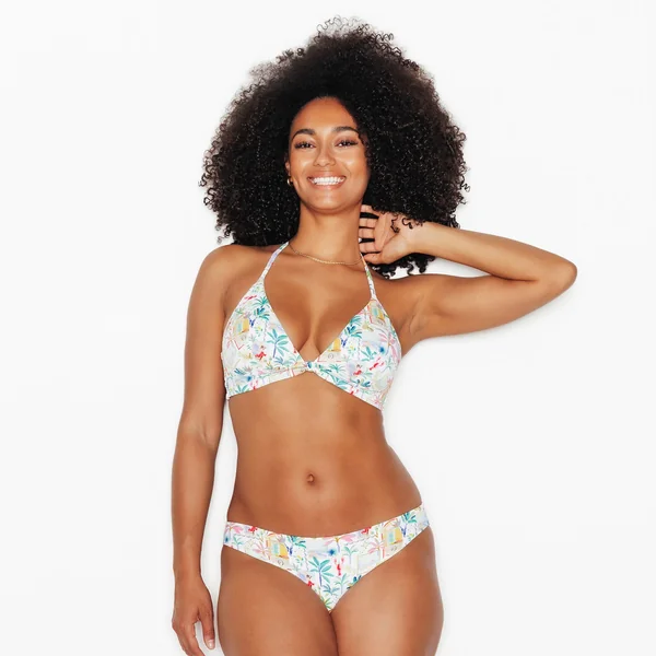 MAILLOT DE BAIN TRIANGLE MULTICO BLANC