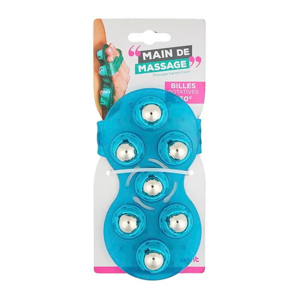 Main de massage bleue 7 billes rotatives 360°
