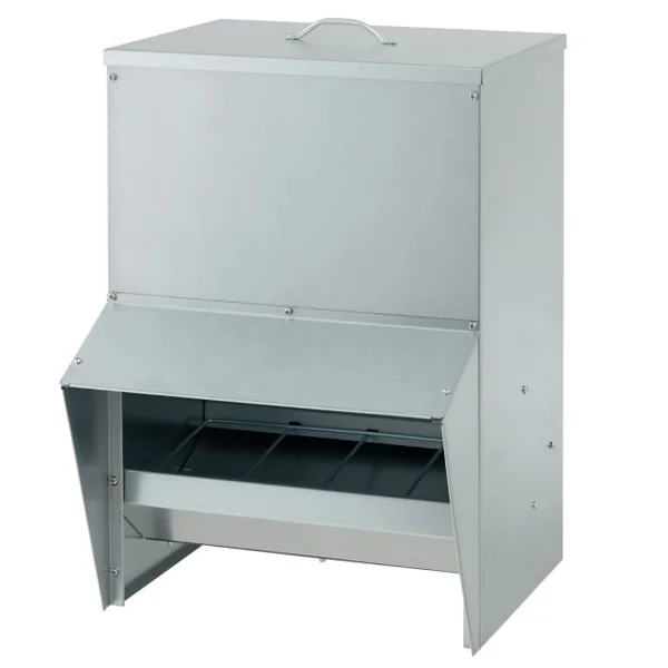 Mangeoire à Poulet Galvanisée de Capacité de 22 kg Fixation Murale avec Couvercle Distributeur de Nourriture Sans Gaspillage Argent
