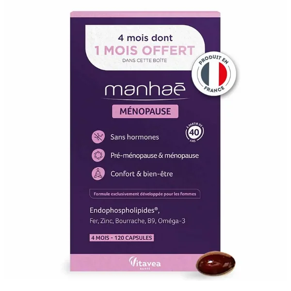 Manhaé ménopause sans hormones 120 capsules