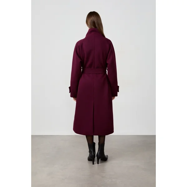 Manteau long ceinturée avec laine