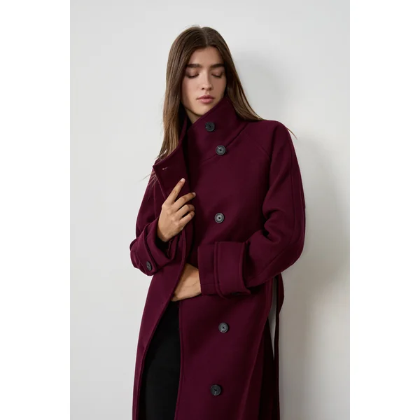 Manteau long ceinturée avec laine