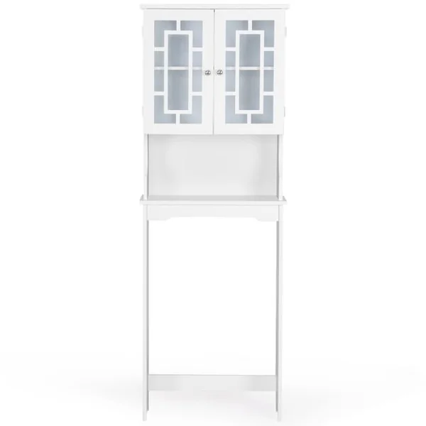 Meuble Au-dessus Des Toilettes Meuble de Salle de Bain à 2 Portes Armoire de Toilettes en Mdf 60x20,5x170,5cm Noir