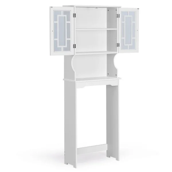Meuble Au-dessus Des Toilettes Meuble de Salle de Bain à 2 Portes Armoire de Toilettes en Mdf 60x20,5x170,5cm Noir