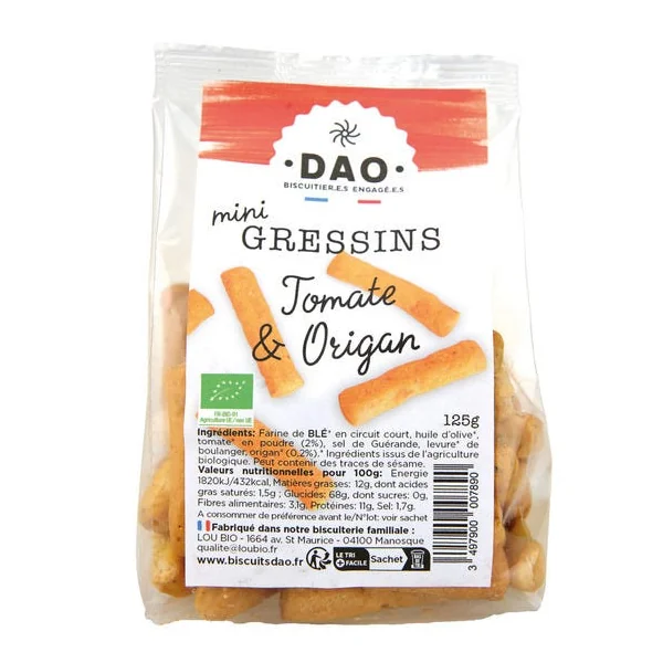 Mini gressins tomate & origan 125g
