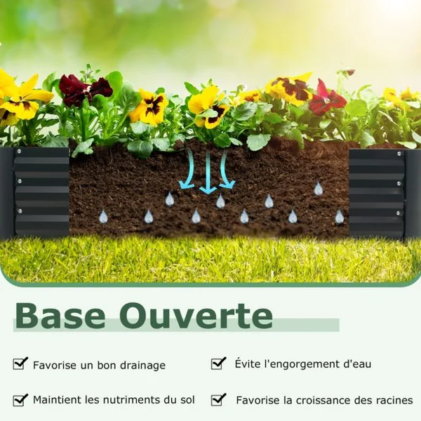 Mini Serre de Jardin et Lit de Jardin Surélevé 129 x 97 x 96 CM Housse Transparente 2 Fenêtres Enroulables avec Zip à 2 Niveaux Blanc