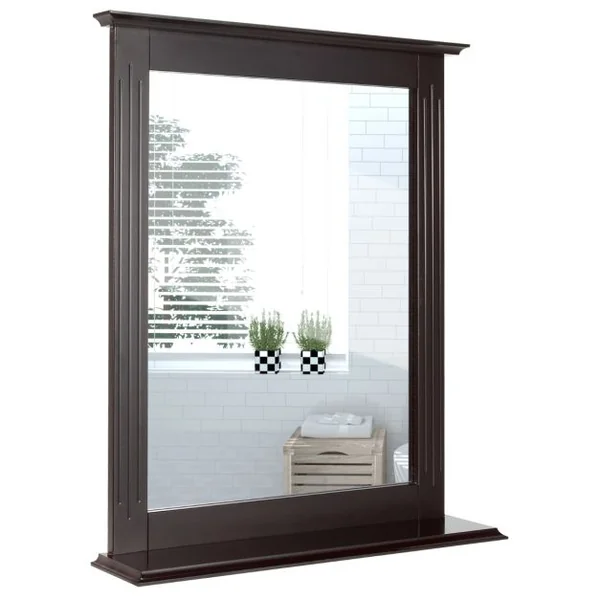 Miroir Mural avec Tablette de Rangement pour Salle de Bain Couloire Chambre en Mdf 57x12x68cm Café