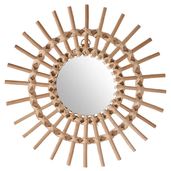 Miroir rotin soleil D 30cm