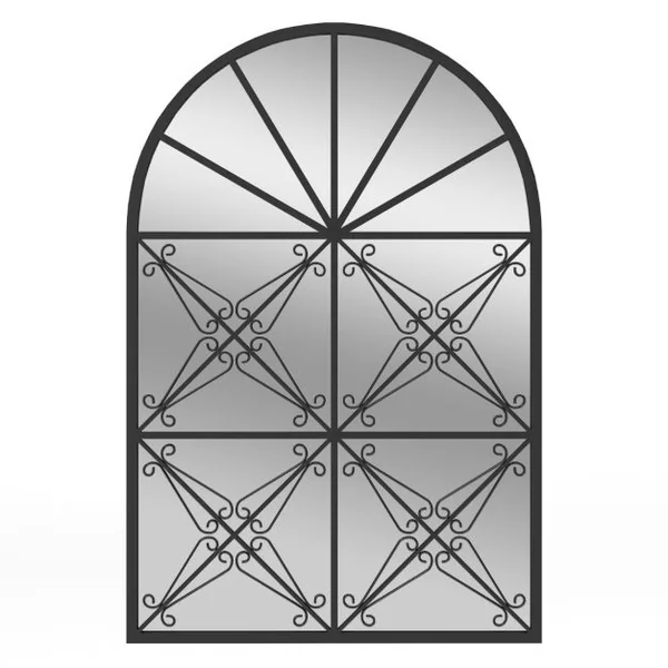 Miroir à Fenêtre Arquée 58 x 87 cm Miroir Décoratif Mural avec Cadre en Métal Miroir de Décoration à Fenêtre Suspendue Noir