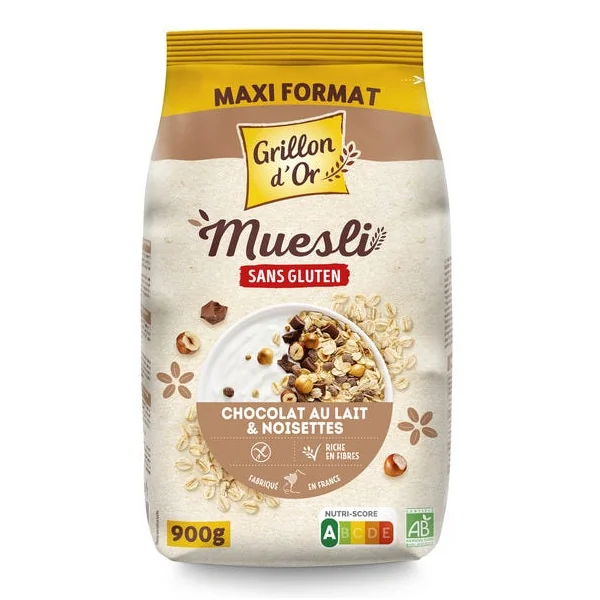 Muesli chocolat au lait noisette sans gluten 900g