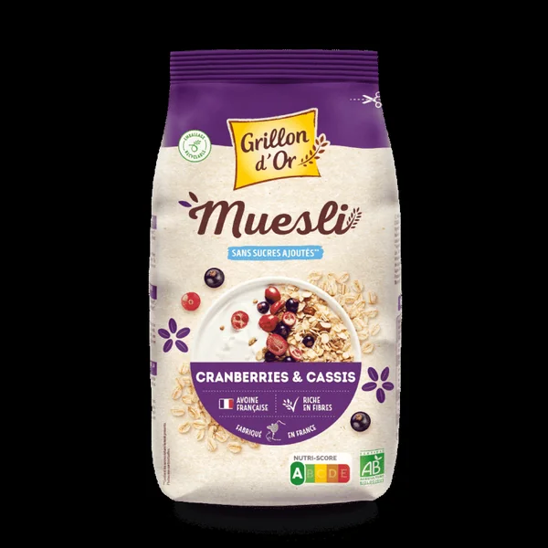 Muesli cranberries cassis 500g Grillon d’Or