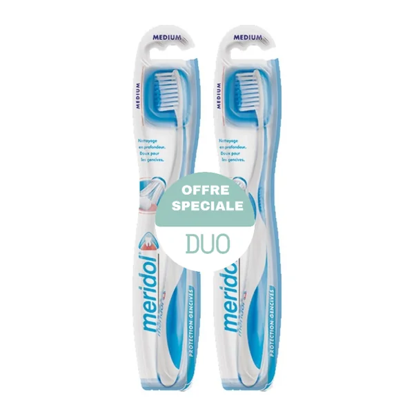 Méridol Brosse dents médium gencives fragiles lot de 2