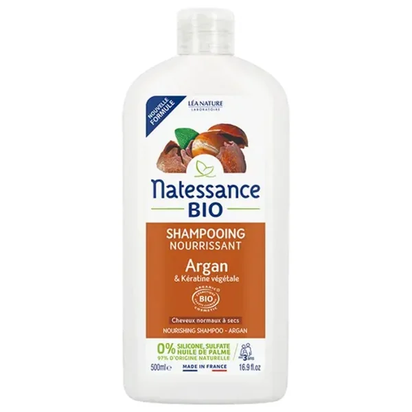 Natessance shampooing nourrissant argan bio et kératine végétale 500ml