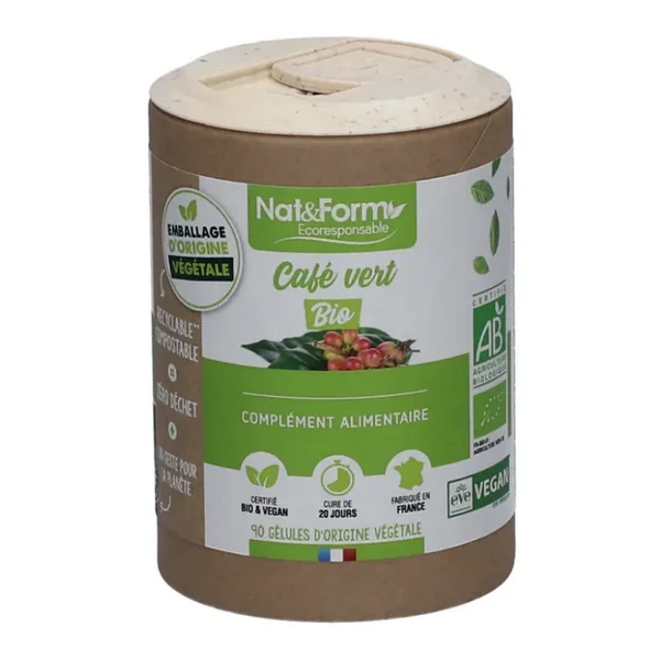 Nat&Form Ecoresponsable Café vert Bio 90 gélules