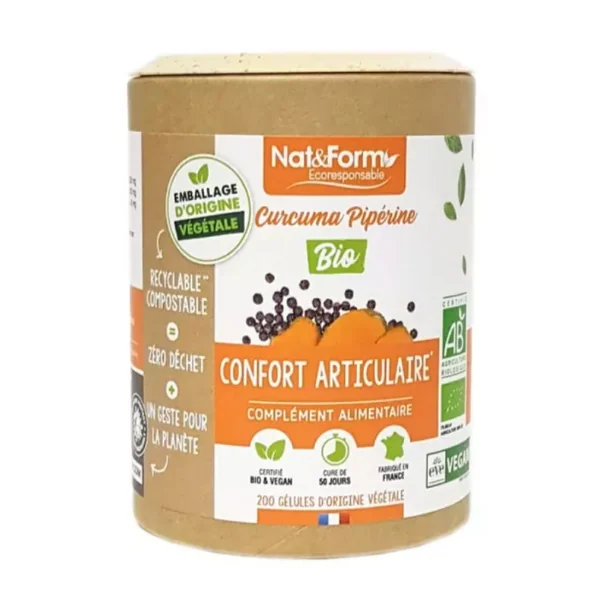 Nat&Form Ecoresponsable curcuma pipérine 1200Mg confort articulaire 90 gélules