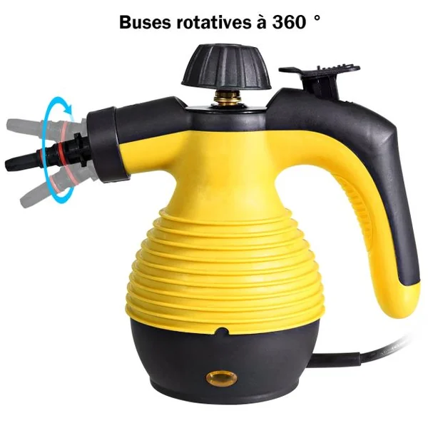 Nettoyeur Vapeur à Main Portable 900-1050 W Réservoir 350 ML 9 Accessoires Température Vapeur : 135°-167°, 27x13,5x21cm
