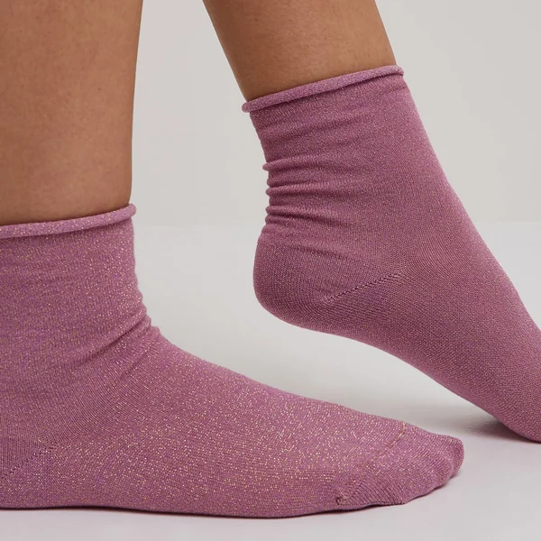 PAIRE DE CHAUSSETTES A PAILLETTES ROSE