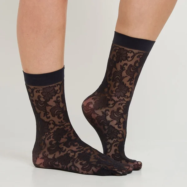 PAIRE DE CHAUSSETTES DENTELLE NOIR