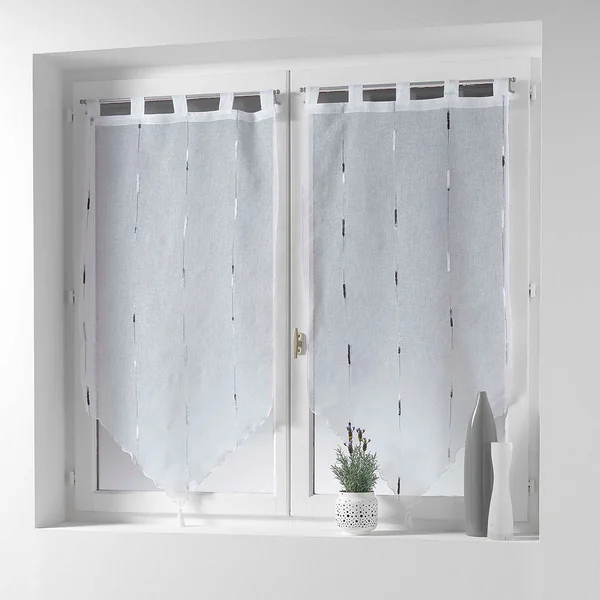Paire de vitrages à passants CHENILLA gris 60x120cm