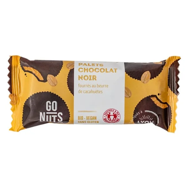 Palets chocolat noir fourrés au beurre de cacahuèes (2) 34g