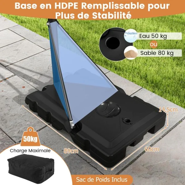 Panier de Basket-Ball Hauteur Réglable 125-305cm Support de Basketball Mobile avec Panneau Arrière Incassable Base Remplissable et Roues