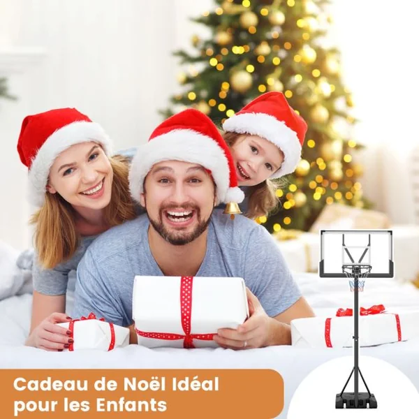 Panier de Basket-Ball Hauteur Réglable 125-305cm Support de Basketball Mobile avec Panneau Arrière Incassable Base Remplissable et Roues