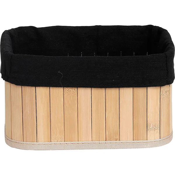Panier de rangement bambou tissu noir 22x12x16cm