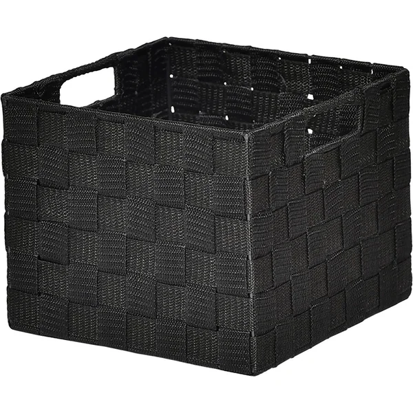 Panier de rangement carré polyester noir 22x18x22cm