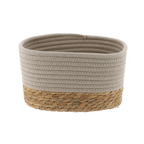 Panier de rangement rectangulaire coton végétal beige 23x13.5x15cm