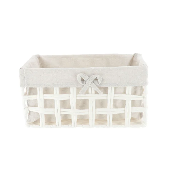 Panier de rangement rectangulaire tressé blanc 30x16x15cm