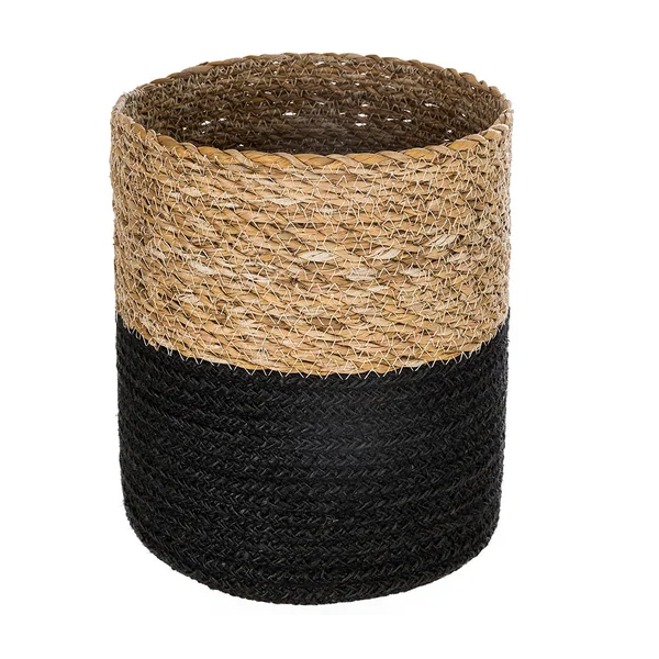 Panier de rangement seagrass jute noir 27x27x27cm