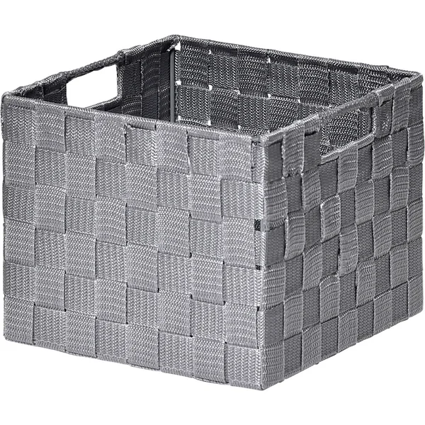 Panière de rangement carrée polyester gris 22x18x22cm