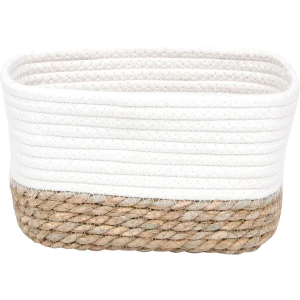 Panière rectangulaire coton blanc naturel 23x13.5x15cm