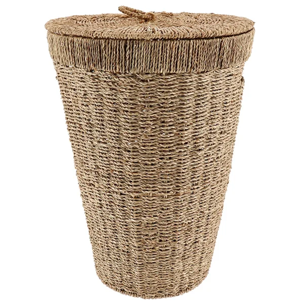 Panière à linge tressée ronde avec couvercle D 40cm