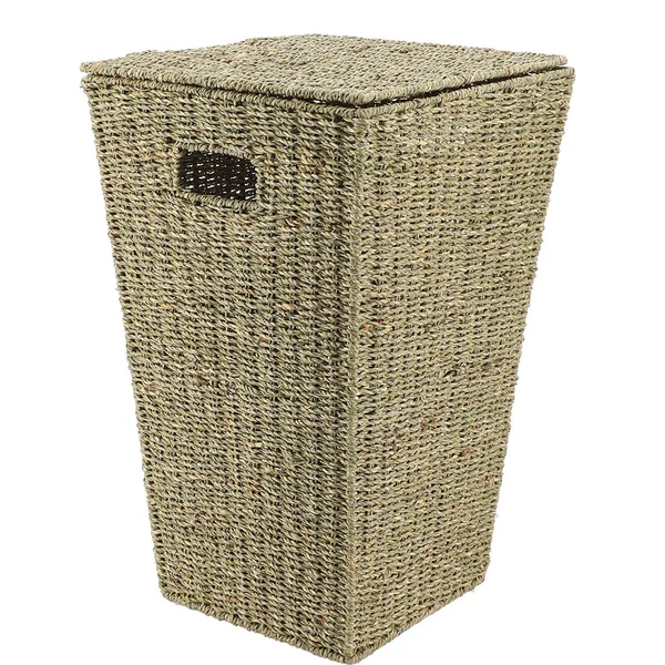 Panière à linge évasé avec couvercle osier 33x54x33cm