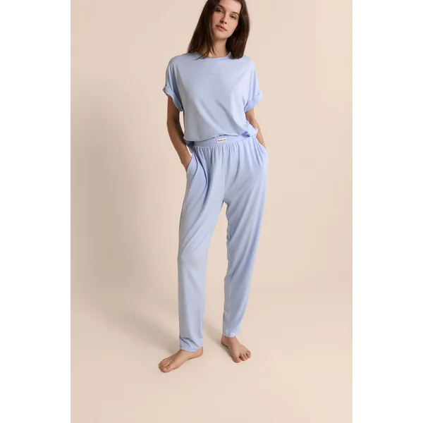 Pantalon de pyjama droit élastiqué réalisé avec une fibre enrichie en Aloe Vera