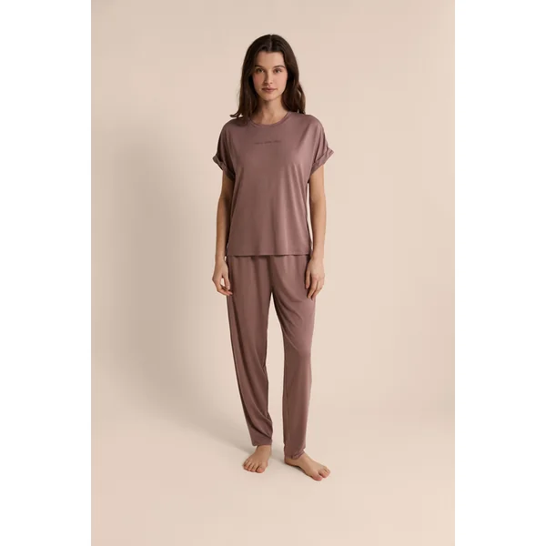 Pantalon de pyjama droit élastiqué réalisé avec une fibre enrichie en Aloe Vera