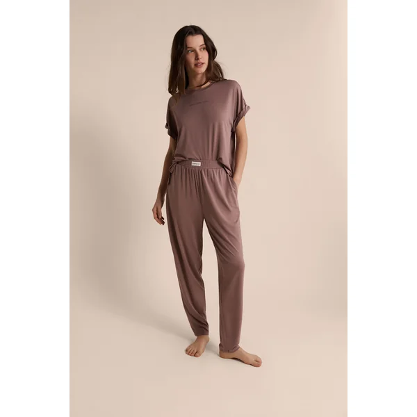 Pantalon de pyjama droit élastiqué réalisé avec une fibre enrichie en Aloe Vera