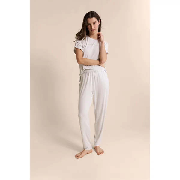 Pantalon de pyjama droit élastiqué réalisé avec une fibre enrichie en Aloe Vera