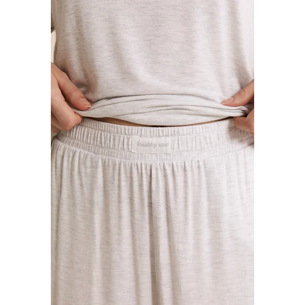 Pantalon de pyjama droit élastiqué réalisé avec une fibre enrichie en Aloe Vera