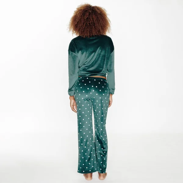 PANTALON DE PYJAMA VELOURS MULTICO VERT