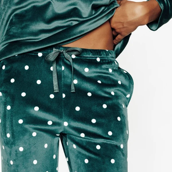 PANTALON DE PYJAMA VELOURS MULTICO VERT