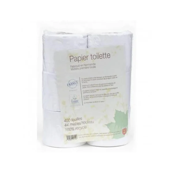 Papier toilette blanc 100% recycle 6 rouleaux