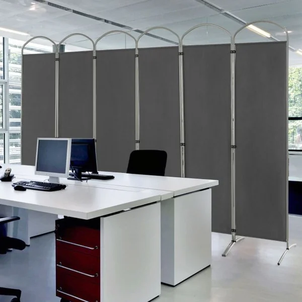 Paravent sur Pied 6 Panneaux Pliable 331x188 CM Cloison de Séparation Brise Vue Protéger Privée Gris