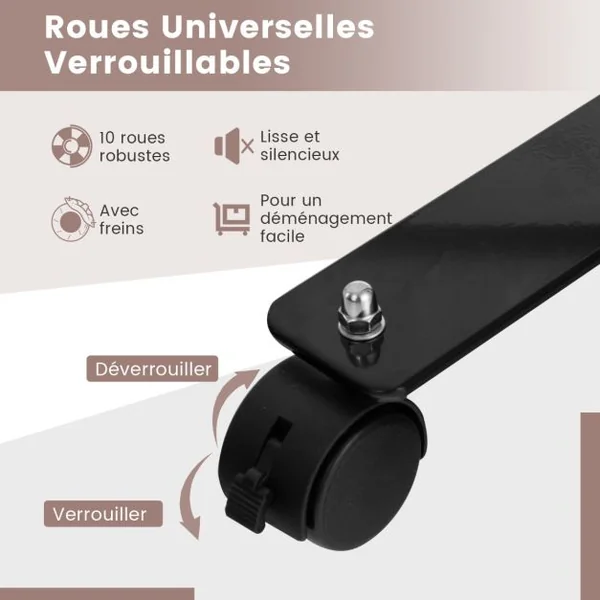 Paravent à Roulette - 6 Panneaux Pliable Détachables 334,5 x 172 cm (L x H) Cloison de Séparation Protéger Privée Beige/Gris/Café/Noir
