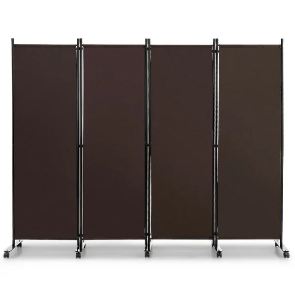 Paravent à Roulettes 4 Panneaux Pliable Brise-vue Cloison de Séparation Pièce sur Pied Protéger Privée 225 x 30 x 173 CM 4 Couleurs au Choix