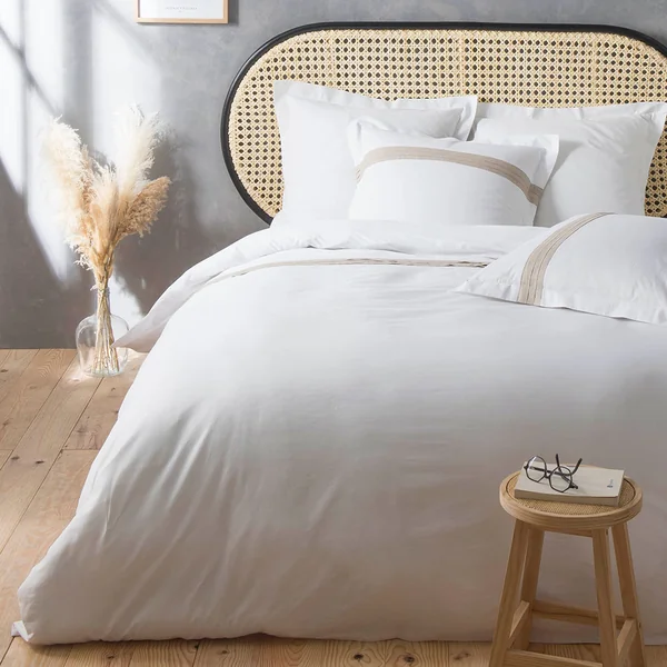 Parure housse de couette coton LALY blanc 220x240cm