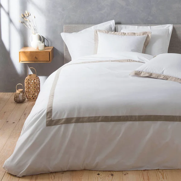 Parure housse de couette coton LAURALINE blanc 220x240cm