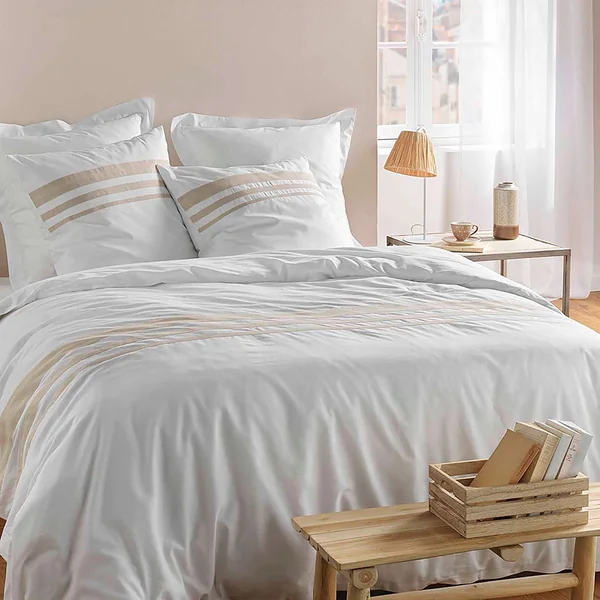 Parure housse de couette MARGAUX coton 57 fils 220x240cm